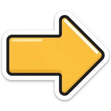 Make the arrow a shiny gold tone with no background in an icon style with lineal color and black outlines. sticker