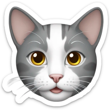 cat grey and white sticker