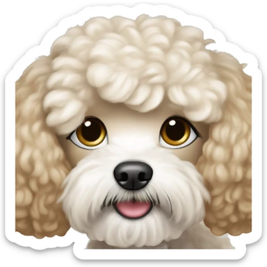 White and light brown maltipoo straight hair  sticker