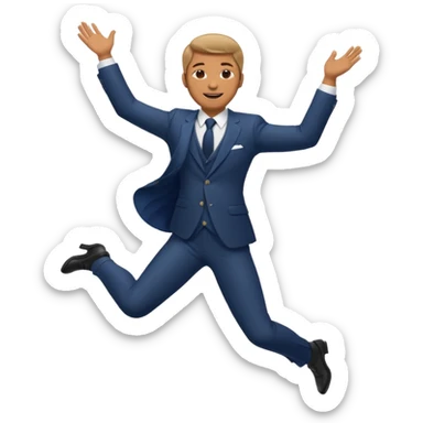 a man in a formal suit jumps with joy sticker