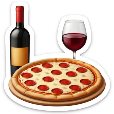 pizza with wine sticker
