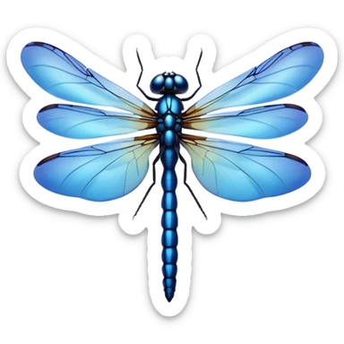 "A delicate dragonfly in shades of blue, wings glowing softly." sticker