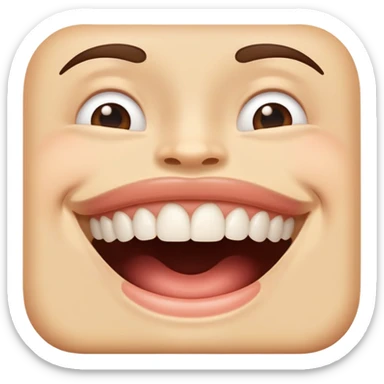 Someone smiling with their bottom teeth touching the top lip sticker