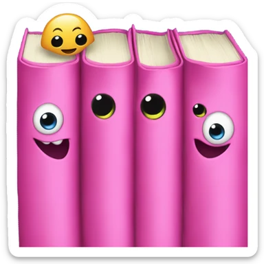Aesthetic stack of pink books with a monster in the background sticker