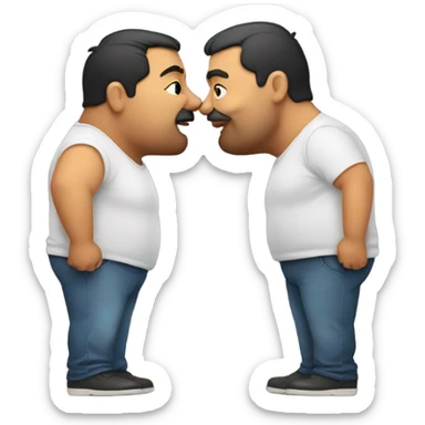 Two fat men kiss sticker