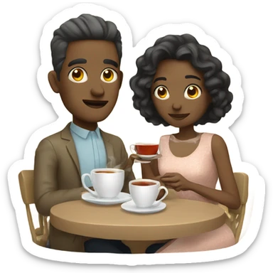 White Couple having a tea Time sticker