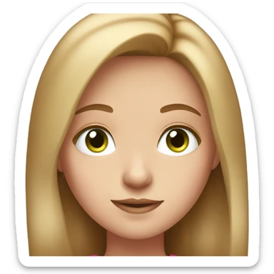 girl with light brown hair and green eyes and a pink top sticker