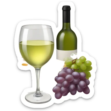White wine, cheese, grapes sticker