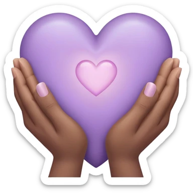 Hands joined in prayer with a pale purple heart sticker