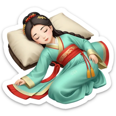 Beautiful girl in Hanfu lying on the ground sleeping sticker