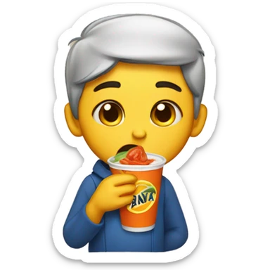 Heart crying while eating shawarma and drinking fanta sticker