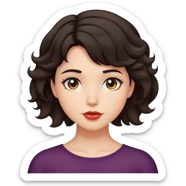 matt girl with short wavy dark hair sticker