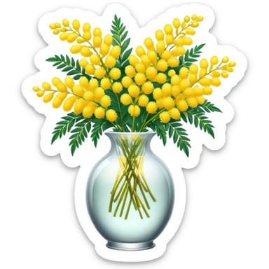 A light bouquet of mimosa in a crystal vase sticker