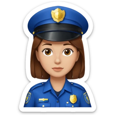 police woman with brown hair and bright skin sticker