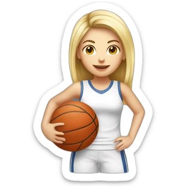 White skin female playing football with basket ball sticker