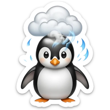 penguin with smoke and sparks sticker