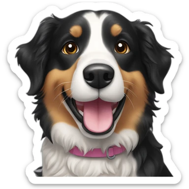 a black golden retriever border collie cross breed dog smilining sticker