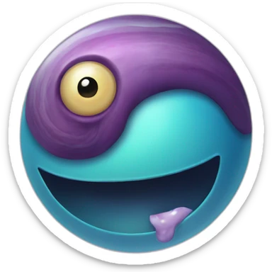 planet Mercury with a cartoon nauseated snail face sticker