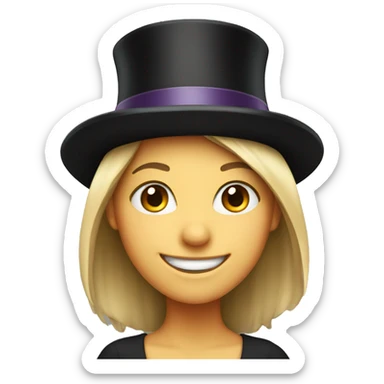 smiling girl in top hat sticker