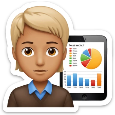 person reading data and graphs sticker