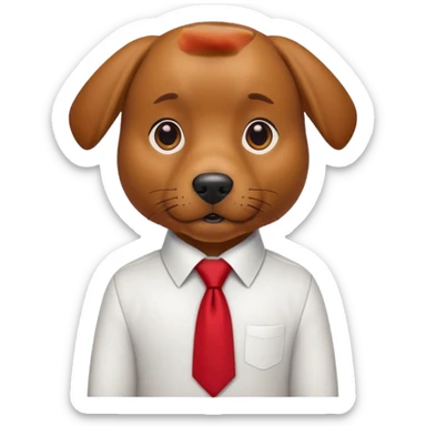 brown dog with red tie,white shirt sticker