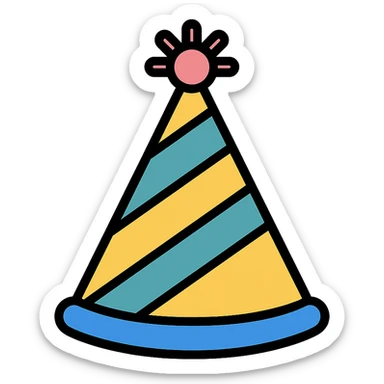 party hat color icon sticker