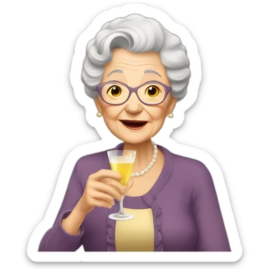 Very old grand ma drinking champagne sticker