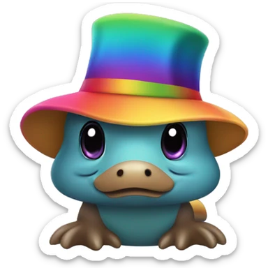 cute rainbow Platypus with hat  sticker