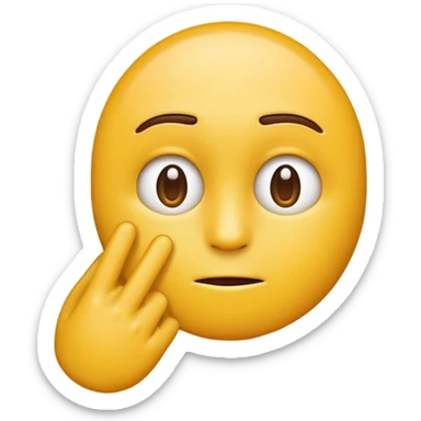 A straight face emoji with a slight look of disgust, a horizontal hand where the neck would be. All yellow. It should be a normal emoji with no body parts except the floating hand. One hand. sticker