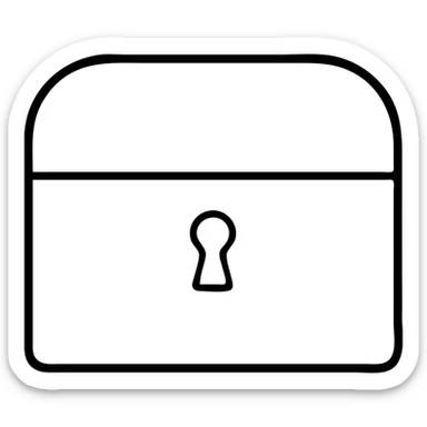 absolute bare minimum chest outline in red, extremely sparse and minimal, with just one tiny added detail - a small red keyhole or lock sticker