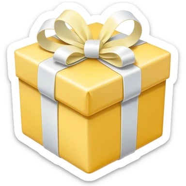 Pastel Yellow present white ribbon sticker