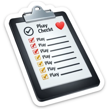 clipboard with checklist and play symbol sticker