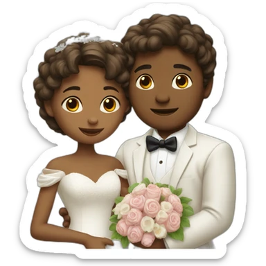 Boy and girl hugging in marriage dress sticker