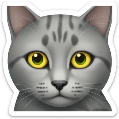 Gray cat with yellow green eyes  sticker