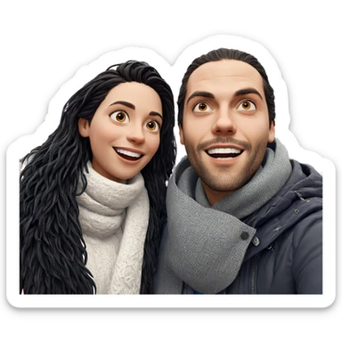 smiling couple at amusement park sticker