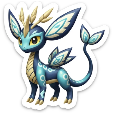 zig-zag-patterned tribal tropical hot spotted Meloetta-Dialga-Giratina-Noibat-Pokémon-Fakémon-fusion-hybrid-creature sticker