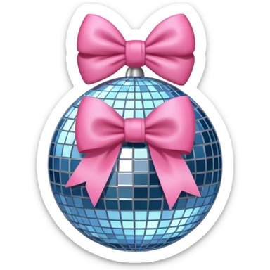 Disco ball with pink bow sticker