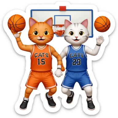 2 cats who just won a basketball game on a team called cats sticker