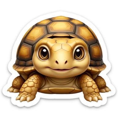 cinematic-baby tortoise-realistic--emoji,,-cute-wise-face-peering-ahead-with-calm-determination,-cute large-eyes-reflecting-centuries of wisdom, sticker