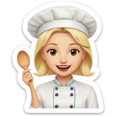 Blonde female chef making jokes sticker