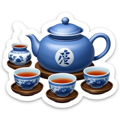 blue chinese tea ceremony sticker