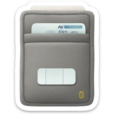 A grey plushie that looks like a vertical bank card sticker