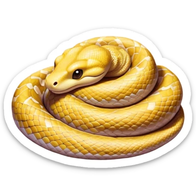 Meme-Worthy cute Sleeping Python Portrait Emoji, Head and coiled body resting peacefully with a contented smile, showcasing intricately patterned scales and eyes gently closed in serene slumber, Simplified yet comically adorable features, highly detailed, glowing with a soft, drowsy glow, high shine, relaxed and utterly lovable, stylized with an air of playful laziness, bright and heartwarming, soft glowing outline, capturing the essence of a sleeping serpent that feels destined to become the next viral icon of adorable rest! sticker