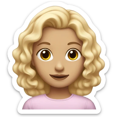 a blonde girl with normal skin colour that is curling her hair sticker