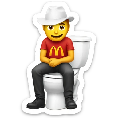 Man wearing a mcdonald’s hat sitting on a toilet  sticker
