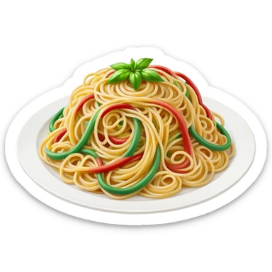 green white and red rainbow with a plate of spaghetti at the end of it sticker