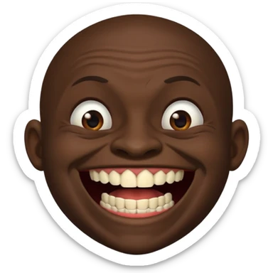 A black habshi man with ugly teeth laughing sticker