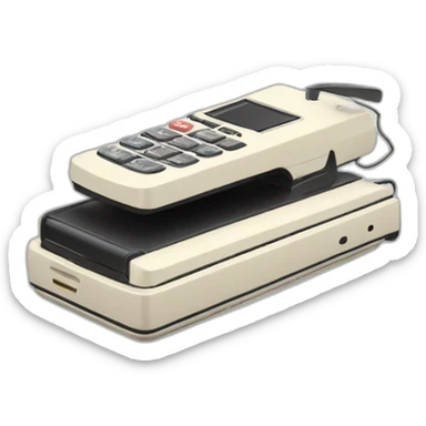Fold out retro flip phone with a classic clamshell design sticker