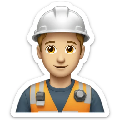 young white man as a control engineer sticker