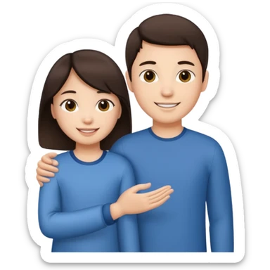 brunette boy holding Asian girl’s hand sticker